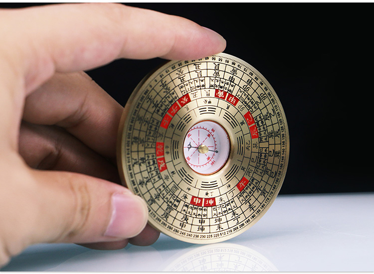 纯铜八卦罗盘正品风水高精度随身携带二寸指南针专业全自动初学者