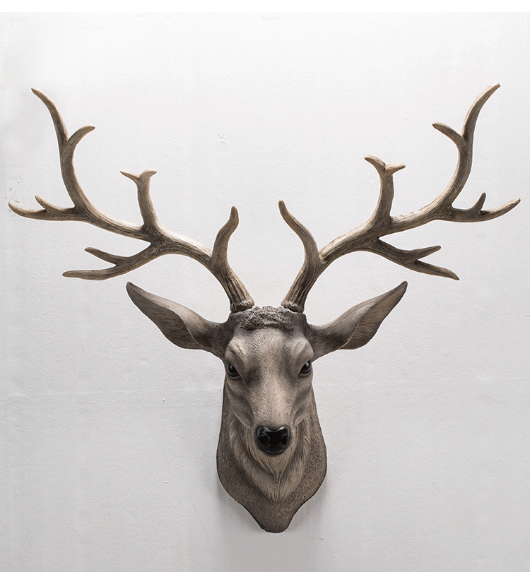 招财鹿头墙壁挂壁饰北欧风格客厅酒吧墙面创意背景墙立体挂饰装饰