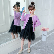 Girl Purple Sweater Sweatshirt Jacket 2020 Spring Autumn Summer Sunscreen 12 Year Old 3 Children Loose With Little Shawl