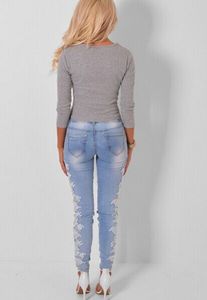 speed sell eBay hot fashion European sexy lace hollowed jeans