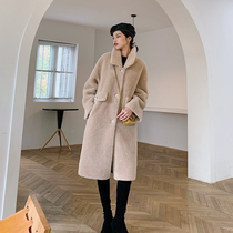 2021 Winter new cashmere fur coat real wool lamb fur coat womens long thin