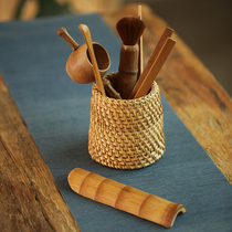 Rattan tea art tea ceremony six gentlemen set storage bamboo tea set storage bamboo tea accessories solid wood tea clip spoon tea filter tea tube