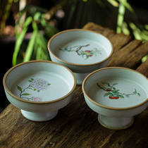 Jingdezhen hand-painted pottery fruit hydrangea Persimmon high foot pot bearing pot Pad dry foam table ceramic kung fu tea set
