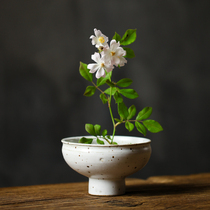 Fan Yue Jingdezhen rough pottery quaint handmade flower arrangement small flower tea ceremony accessories Vintage dried fruit snack plate