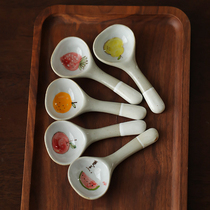 Jingde original ceramic hand-painted fruit coffee spoon creative cartoon cute childrens rice spoon water Cup spoon spoon