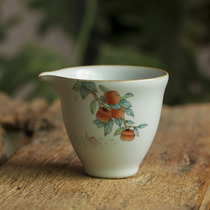 Fanyue Ruyao Jingdezhen pure hand-painted Persimmon ceramic tea tea tea ceremony accessories open piece can be raised