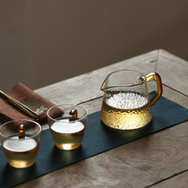 Thickened heat-resistant glass hammer pattern cup with handle anti-scalding Kung Fu Tea Set accessories uniform Cup Japanese Cup