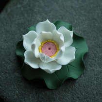 Pure hand-made Lotus thread incense and Zen ceramic incense burner new Chinese tea room tea table decoration small ornaments