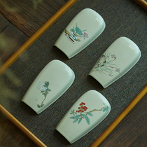 Grass and wood ash hand-painted Song painting loquat orchid lotus tea spoon tea tea ceremony six gentlemen creative accessories tea shovel tea
