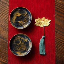 Chaiyao Jingdezhen hand-painted blue and white dragon and phoenix ceramic master tea cup retro Open piece large Puer tea bowl tea cup