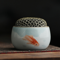 Jingdezhen full hand-painted ceramic incense burners incense Shu kiln open slices carp household 2-hour pan incense aroma diffuser