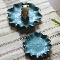Kung Fu tea set tea ceremony accessories pottery mud Lotus coaster set cup holder Jingdezhen incense Ware lotus leaf plate tray