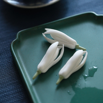 Bufan creative fine ceramics White jade Orchid Kung Fu tea Beautiful art tea Pet tea tray ornaments Tea ceremony accessories