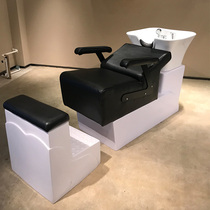 Modern minimalist barber shop hairdressing bed high-end semi-reclining washing bed hair salon special ceramic basin Thai Flushing bed