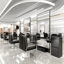 Net Red Barber shop mirror platform floor with base hairdressing shop mirror can be equipped with light Net red hair salon special single double mirror