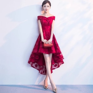 toast bride shoulder wedding fashion evening dress slim dress