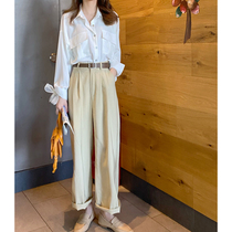 Berry like you and happy big Pang custom autumn new casual long pants retro loose straight trousers women