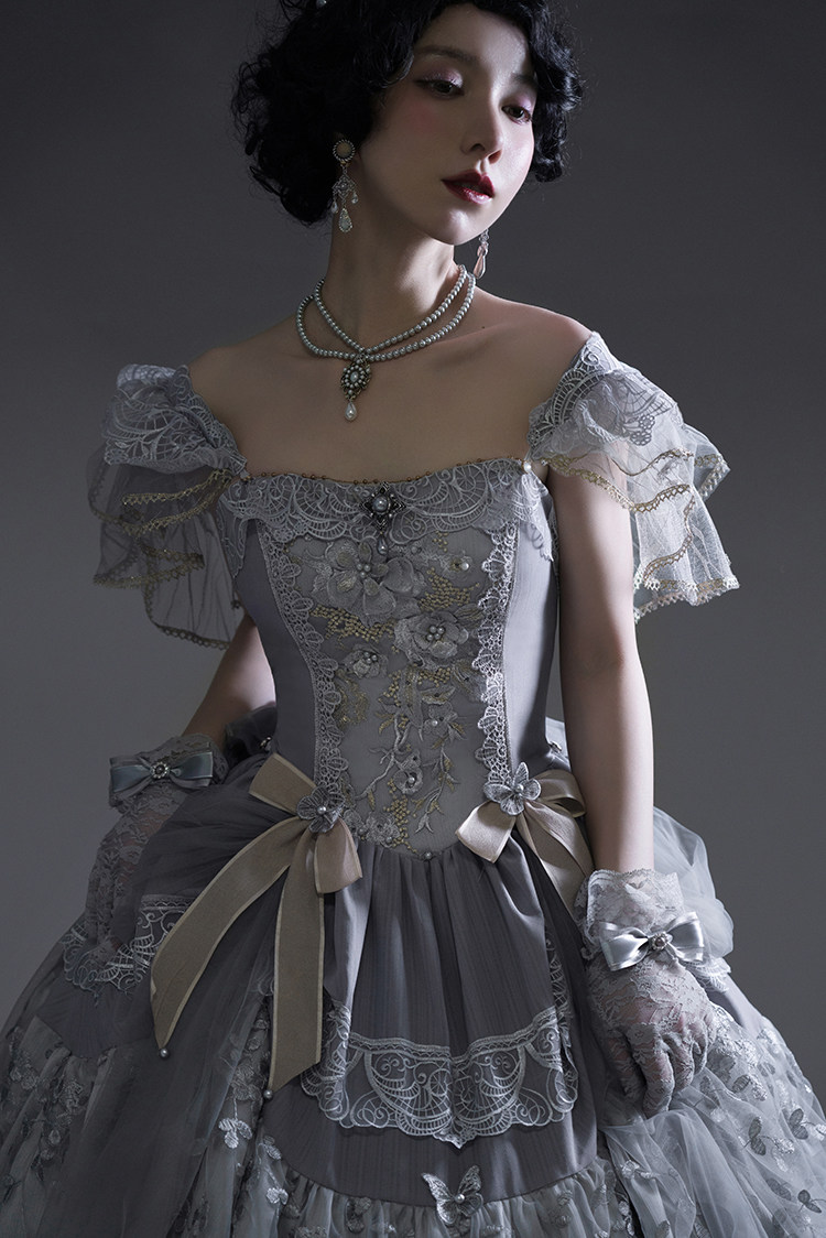 lx展示辉月海cla系银灰华丽古典公主礼服灵犀lingxi原创设计