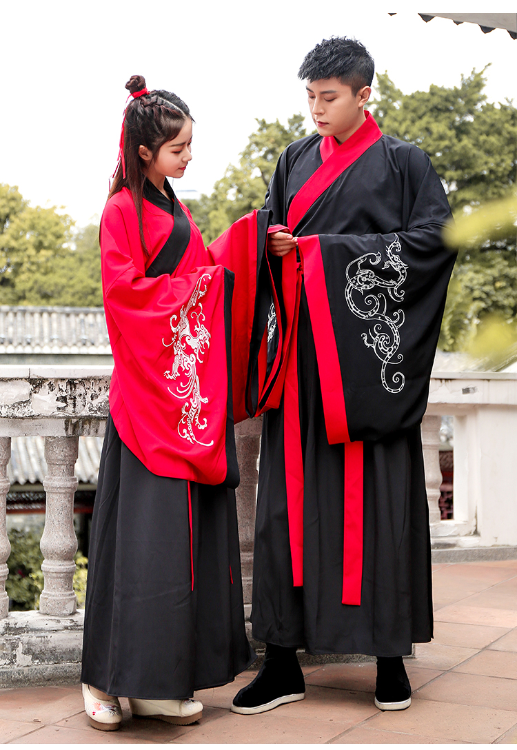 6068 6069汉服毕业成人礼服运动会开幕式演出玄端男女情侣 绣龙