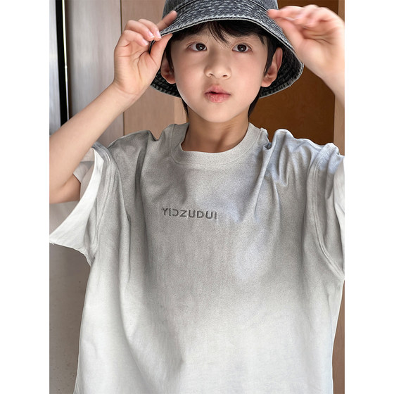 Boys' pure cotton short-sleeved T-shirt 2025 new summer children's tops, small and medium-sized children's loose gradient half-sleeved T-shirt thin
Boys' pure cotton short-sleeved T-shirt 2025 new summer children's tops, small and medium-sized children's loose gradient half-sleeved T-shirt thin