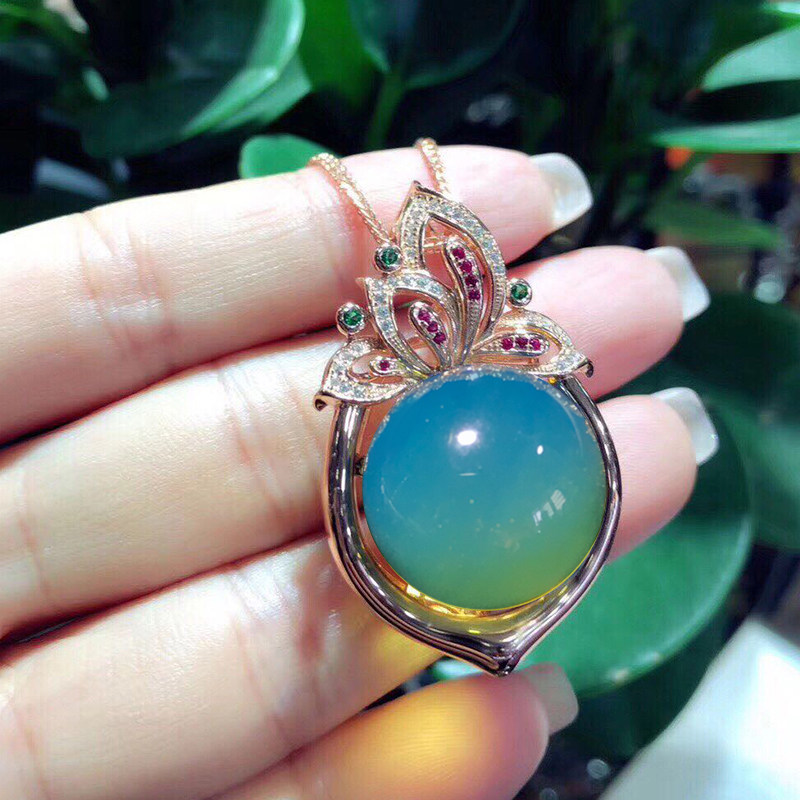 kyoto amber family natural mexican blue amber love set blue amber ring pendant earrings three-piece certificate