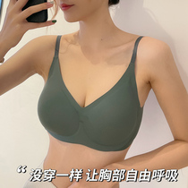 Craftsmanship woven textile seamless underwear female summer big chest small sports girl latex ultra-thin gathering without steel ring bra