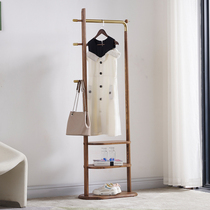 Hanging clothes hanger floor bedroom solid wood multifunction new Chinese clothes hat rack Three layers clothes rack Home Living room Contained