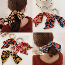 Bow Pearl floral vintage French streamer headband Tie head ribbon Super fairy hair circle hairband Female tie hair headband