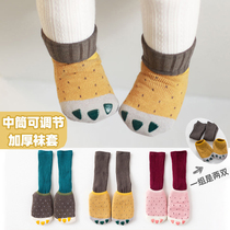 Baby socks autumn and winter 0-3-6 months spring and autumn baby newborn pure cotton socks thickened warm Terry 1-3 years old