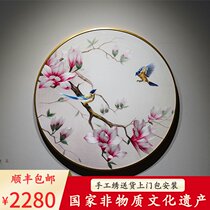 Round decorative painting porch sofa background wall Su embroidery hanging painting light luxury entrance fantasy bedroom bedside corridor aisle