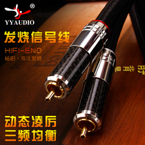Yangyang fever single crystal copper signal cable HIFI double lotus head RCA audio cable two-on-two CD power amplifier audio cable