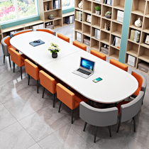 Office conference table strip simple modern oval conference long table workbench negotiation training table and chair combination