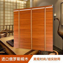 Basswood solid wood first-line pass-through blinds shading roller blinds hall bedroom office bathroom waterproof wooden blinds bamboo blinds