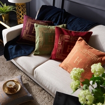 American light luxury Nordic high-grade Chenille embroidered cushion pillow backrest Horse H model room decorative fabric