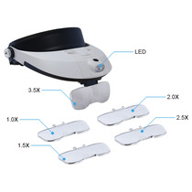 Helmet magnifying glass Head-mounted magnifying glass with 2 LED lights Adjustable lights Reading maintenance magnifying glass