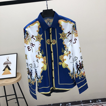 Hair stylist tide dress nightclub Net Red young master flower shirt men Korean version of the trend shirt men very fairy clothes tide