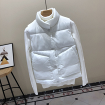 Handsome warm vest mens tide wear waistcoat shoulder horse clip autumn and winter casual cotton vest mens sleeveless stand collar jacket