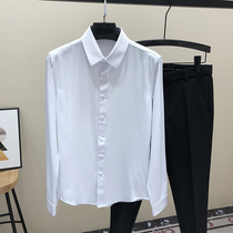 2020 new mens long sleeve white shirt Korean version trend handsome solid color black tooling suit shirt shirt mens casual inch