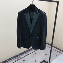 Suit men Korean version of the trend slim casual suit ruffle handsome Hong Kong wind ins gold velvet single western coat Japanese tide