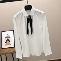 Mens white shirt 2020 new trend Korean slim mens long sleeve shirt handsome fashion Ruffian Ice Silk inch shirt