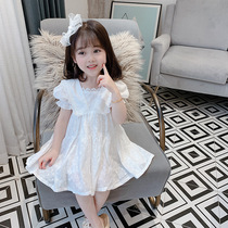 3 girls dress summer 4 super immortal children bubble sleeve pure cotton white princess dress baby Korean style dress 6 years old 5