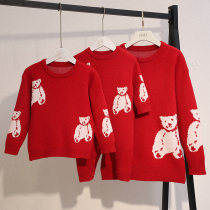 Parent-Child spring dress 2021 Winter Dress Red Bear sweater