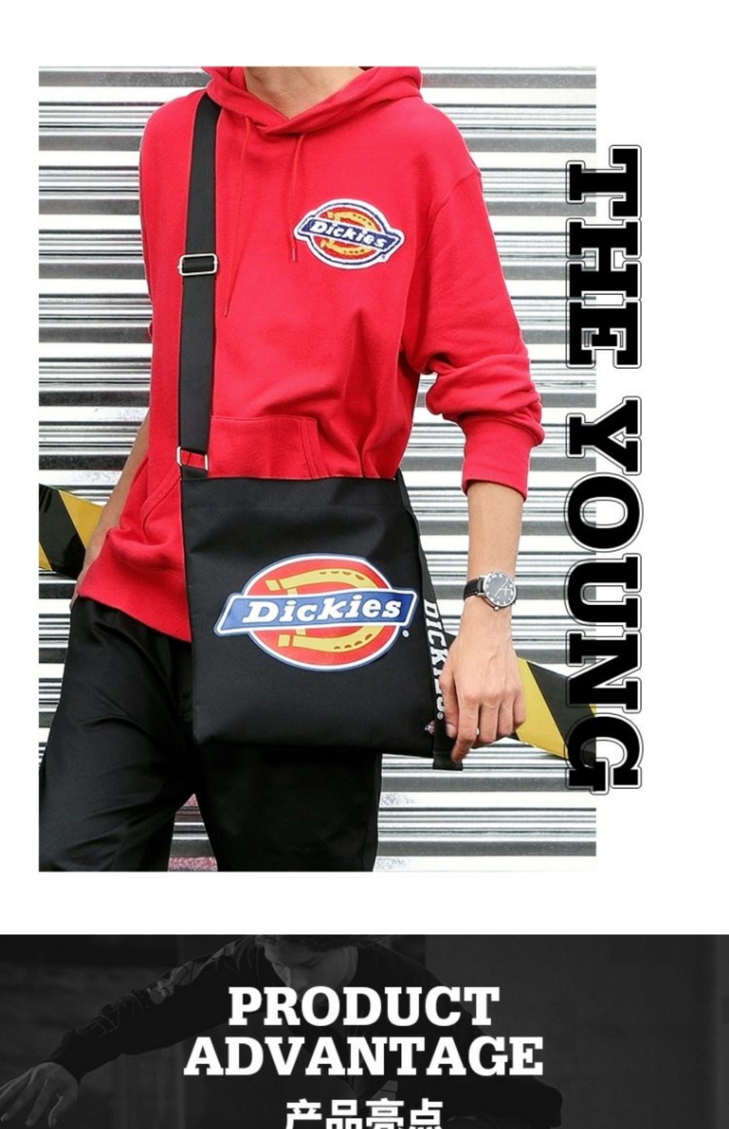 dickies潮牌斜挎包印花logo小包包女男潮流大学生帆布单肩包c232