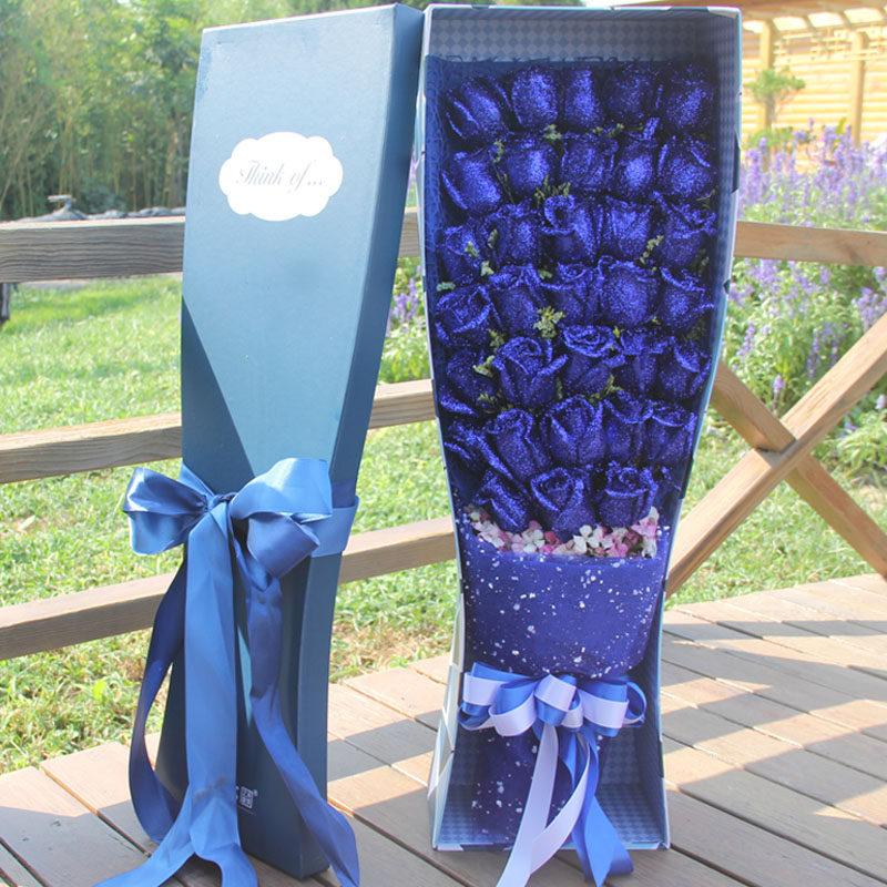 蓝色妖姬鲜花礼盒玫瑰花北京同城