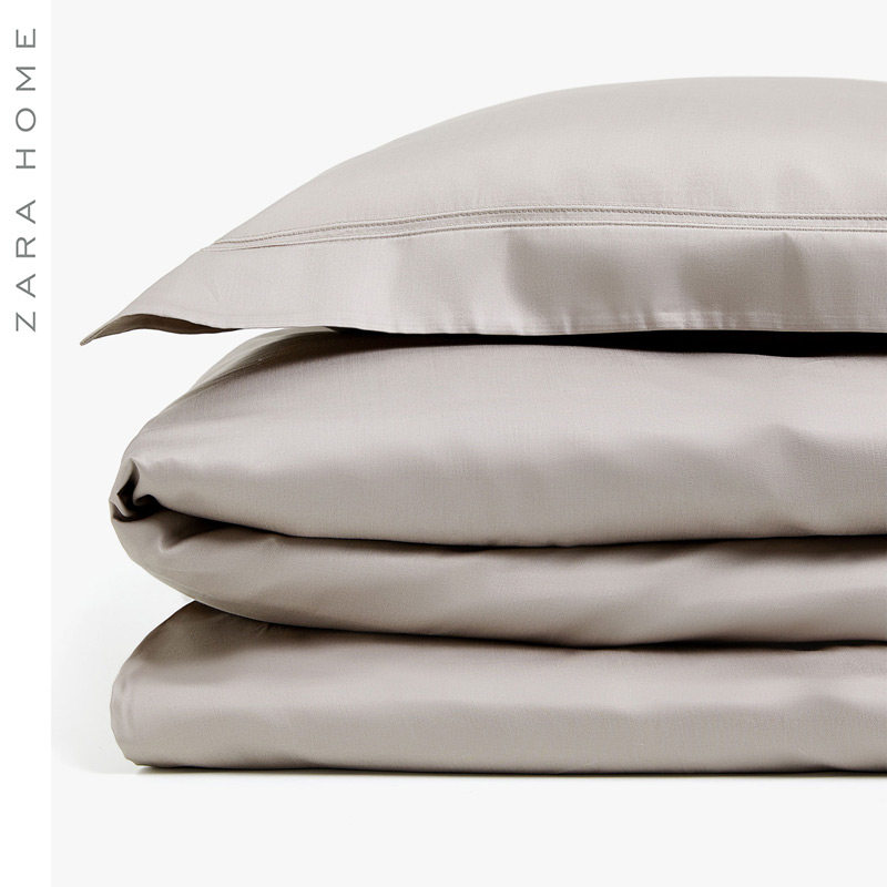 zara home 欧式纯色纯棉棉缎枕头套单双人枕一对 40540091737