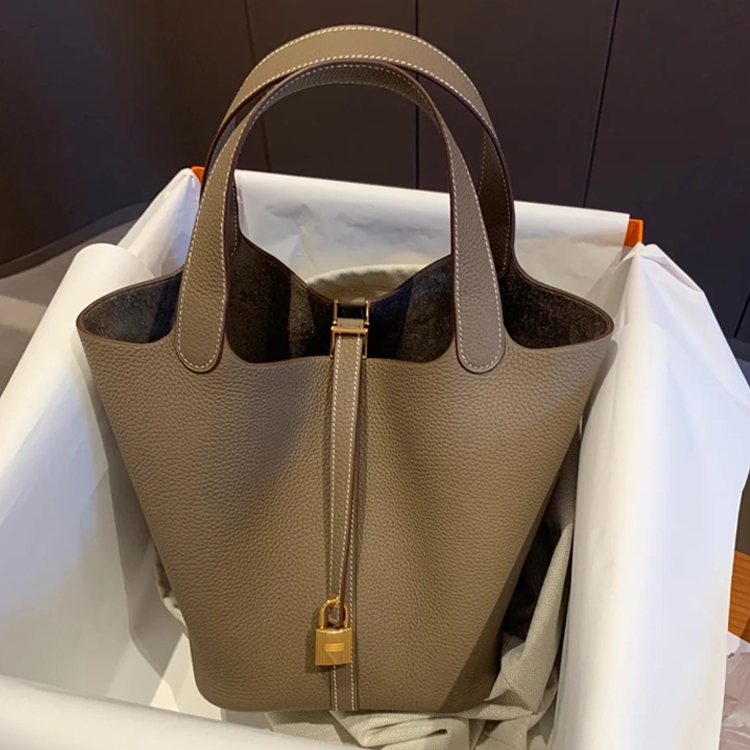 Package Bag 2023 New Bucket Bag Vegetable Basket Children Bag Genuine Leather Handbag Mommy Bag Bridal Wedding Bag Advanced Sensation-Taobao