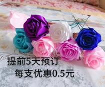 Full (finished)single ribbon rose Blue enchantress handmade rose DIY handmade flower single flower