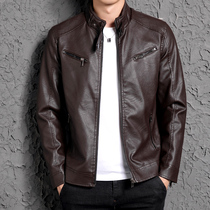 Leather men slim Korean version handsome trend 2020 leather jacket Mens young and middle-aged motorcycle clothes sheepskin jacket