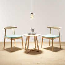 Nordic horn chair Solid wood leather solid wood chair Simple casual coffee restaurant household back solid wood dining chair