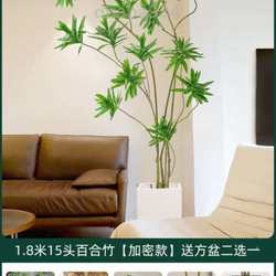 Green trees, artificial flowers, simulated ornaments, potted plants, indoor large-scale bionic floor-standing plants, lilies, living room, bamboo light luxury decoration